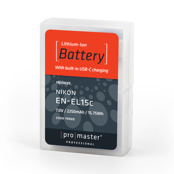 ProMaster Li-ion Battery for Nikon EN-EL15c with USB-C Charging for Nikon Z8, Zf, & Z6III Cameras