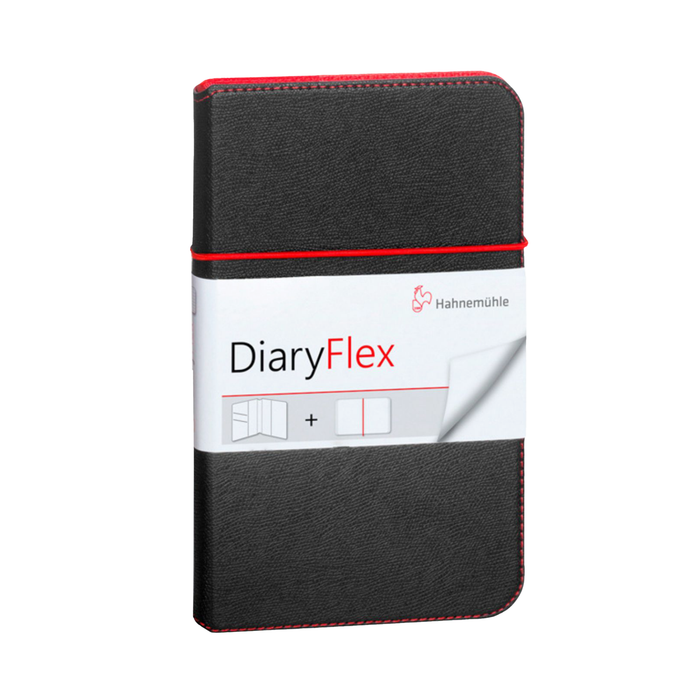 Hahnemühle DiaryFlex Notebook with Plain Pages, 100gsm, 4.5" x 7.5" Portrait, 80 Sheets (160 Pages) - Red Interior with Black Cover