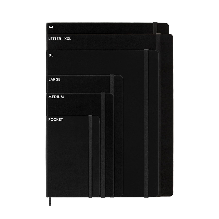 Moleskine Classic Notebook Hard Cover with Ruled Pages, 70gsm, Large, 5" x 8.25" Portrait,  240 Pages - Black