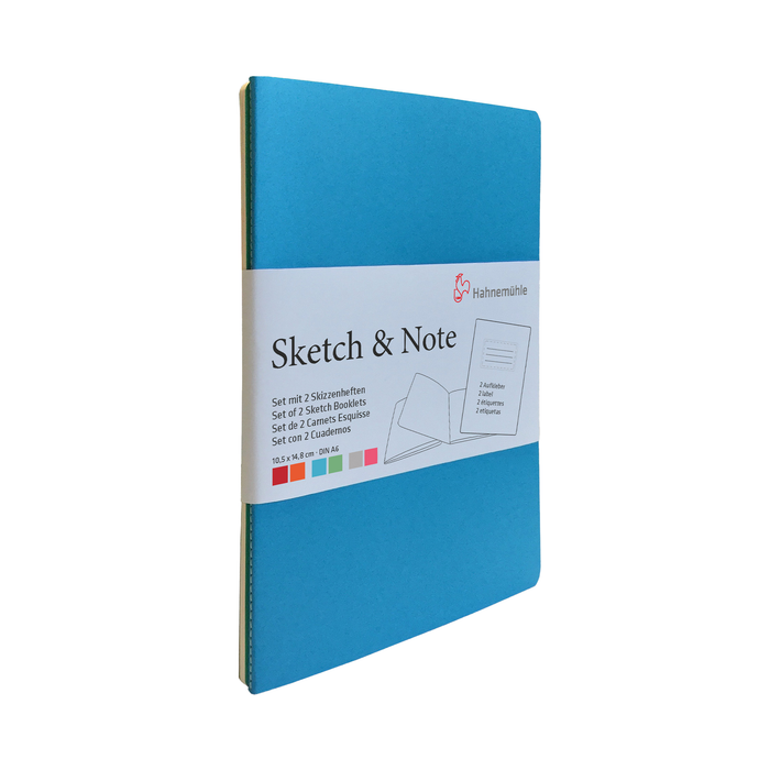 Hahnemühle Sketch & Note Booklet Bundle, A6, 20 Sheets (40 Pages) - Delphinium/Menthe (Blue Bundle)