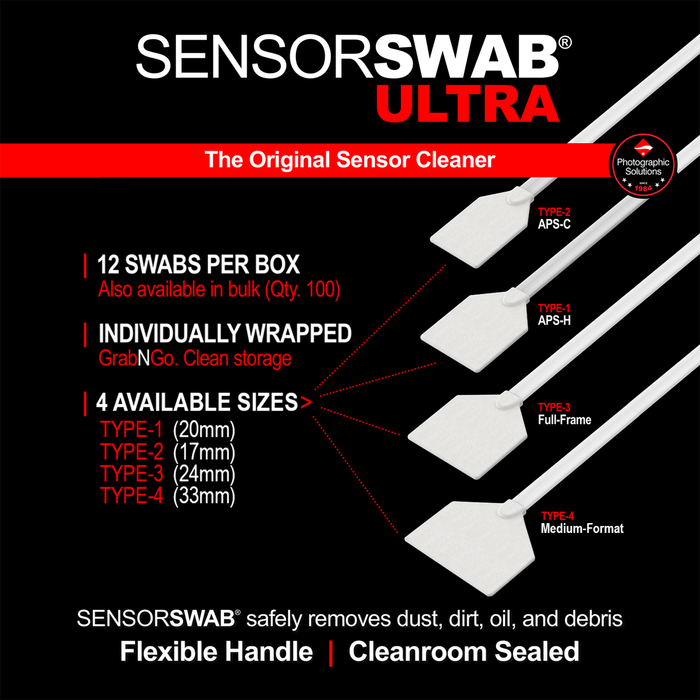 Photographic Solutions Type 4 Sensor Swab Ultra for Medium Format Sensors, 33mm, 12-Pack